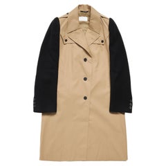 Maison Margiela  Beige And Black Belted Wool Blend Trench Coat
