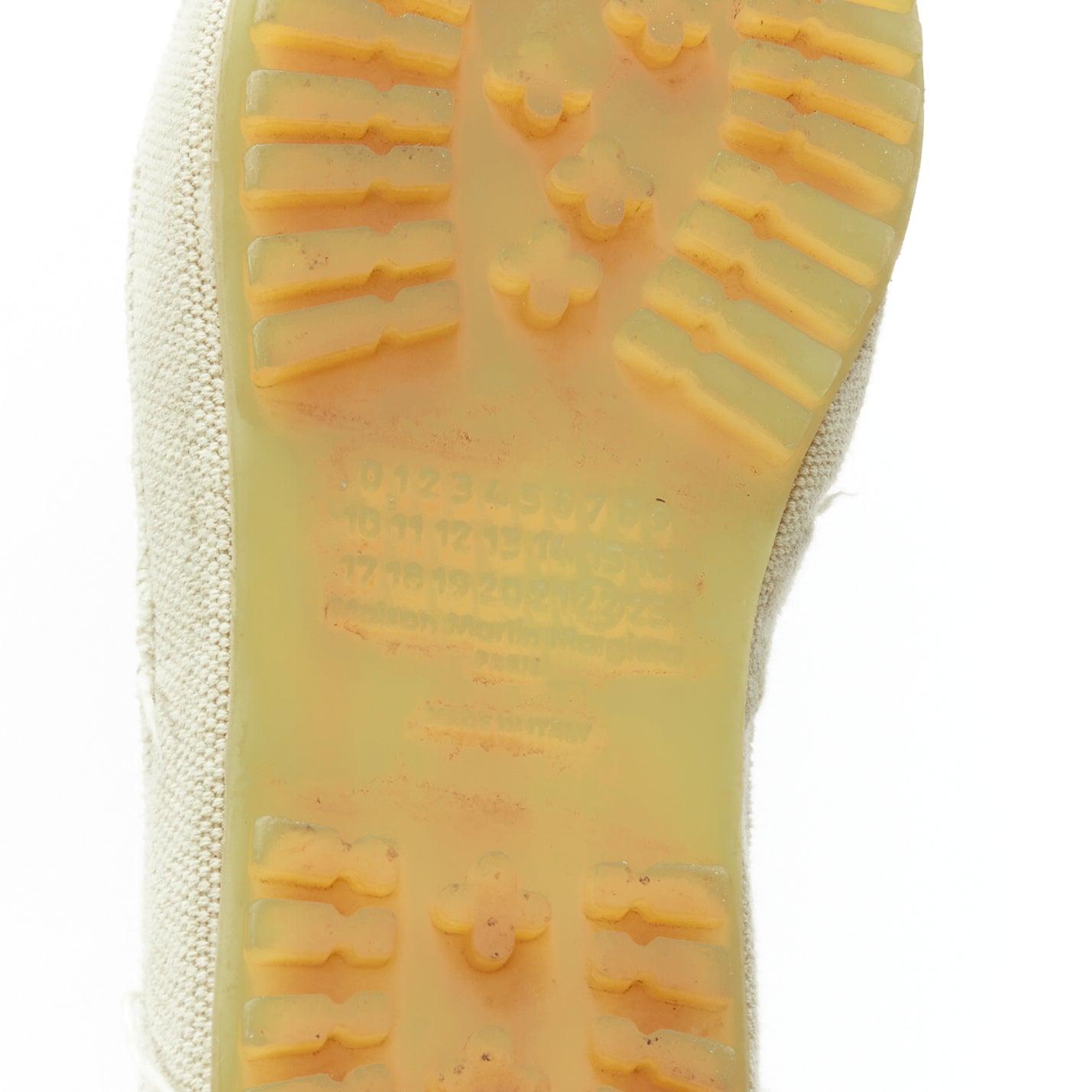 MAISON MARGIELA beige canvas leather lace up espadrille boots EU39 For Sale 7