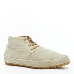MAISON MARGIELA beige canvas leather lace up espadrille boots EU39