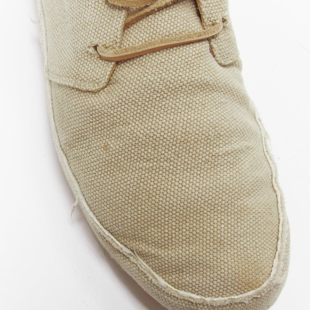 MAISON MARGIELA beige canvas leather lace up espadrille boots EU39 For Sale 3