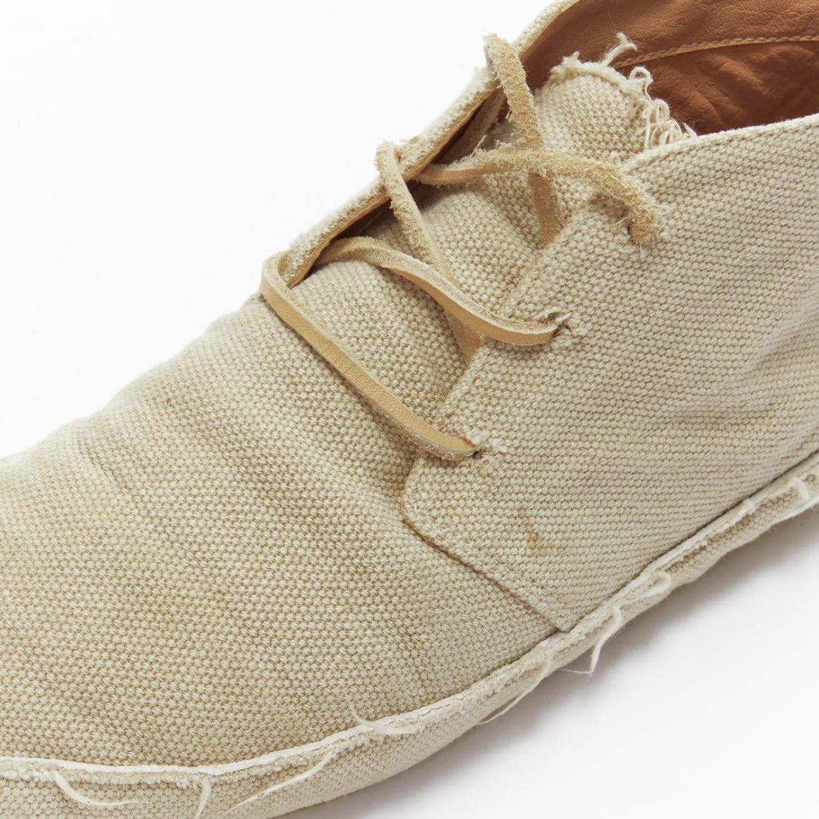 MAISON MARGIELA beige canvas leather lace up espadrille boots EU39 For Sale 4