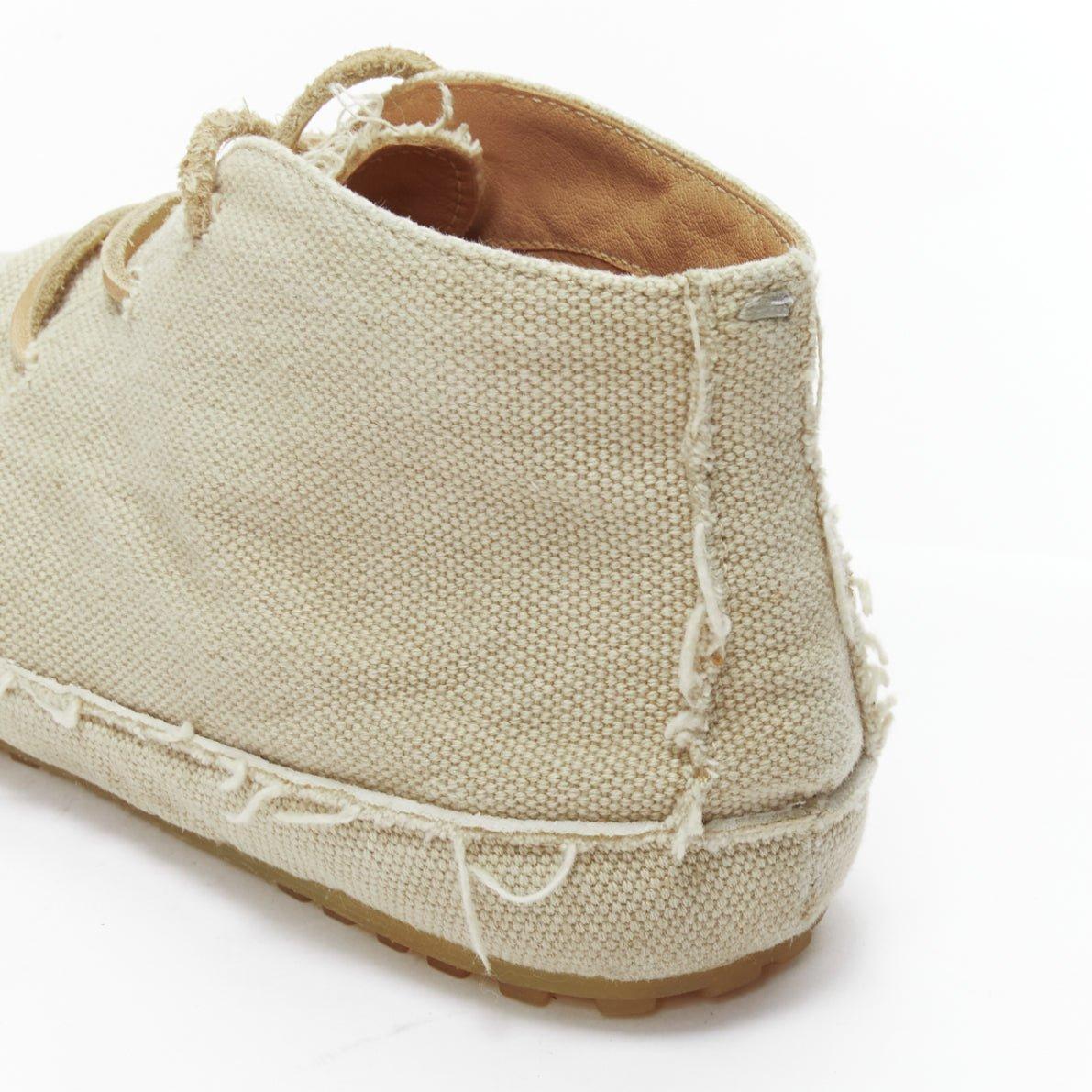 MAISON MARGIELA beige canvas leather lace up espadrille boots EU39 For Sale 5