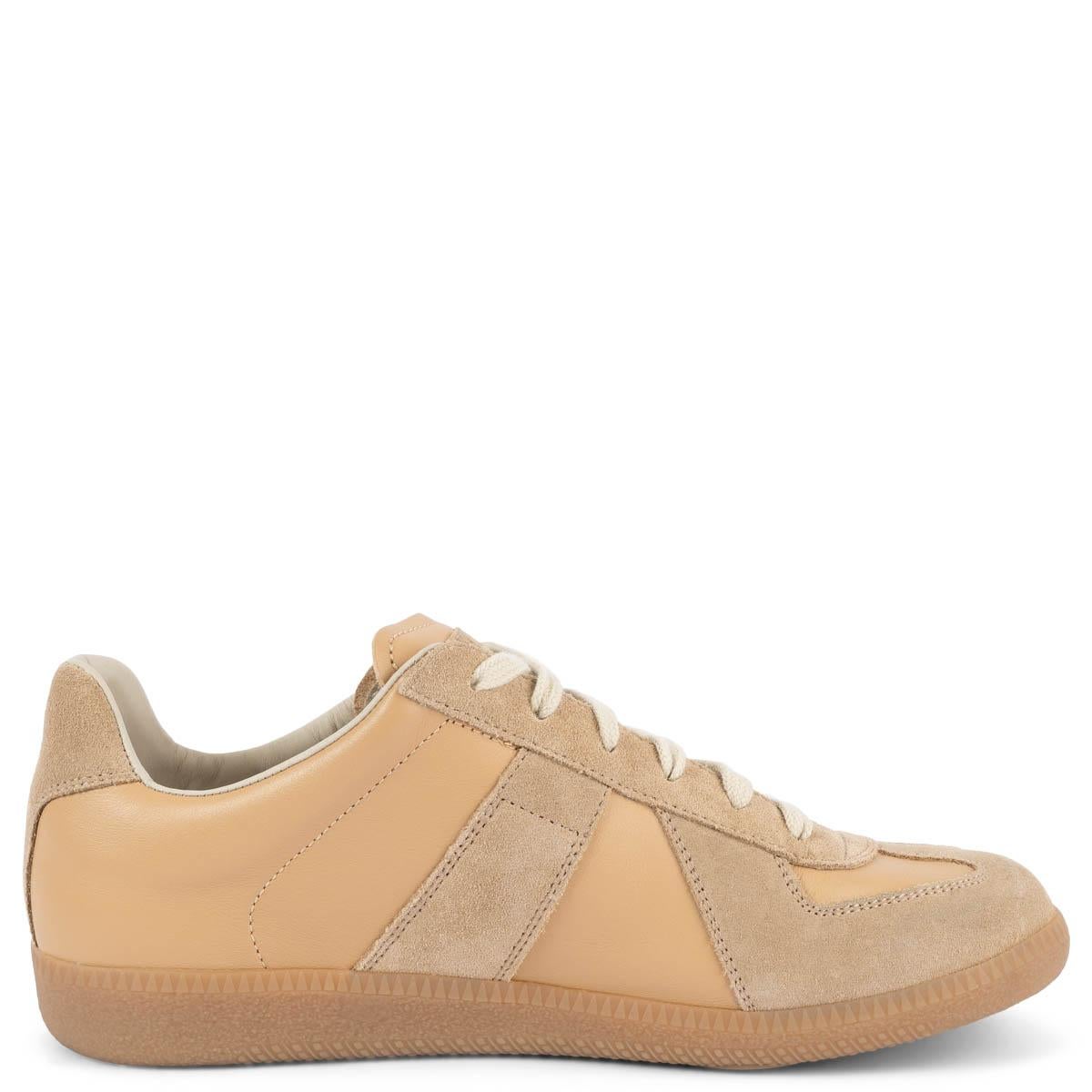 Beige MAISON MARGIELA beige leather & suede REPLICA LOW TOP Sneakers Shoes 38 For Sale