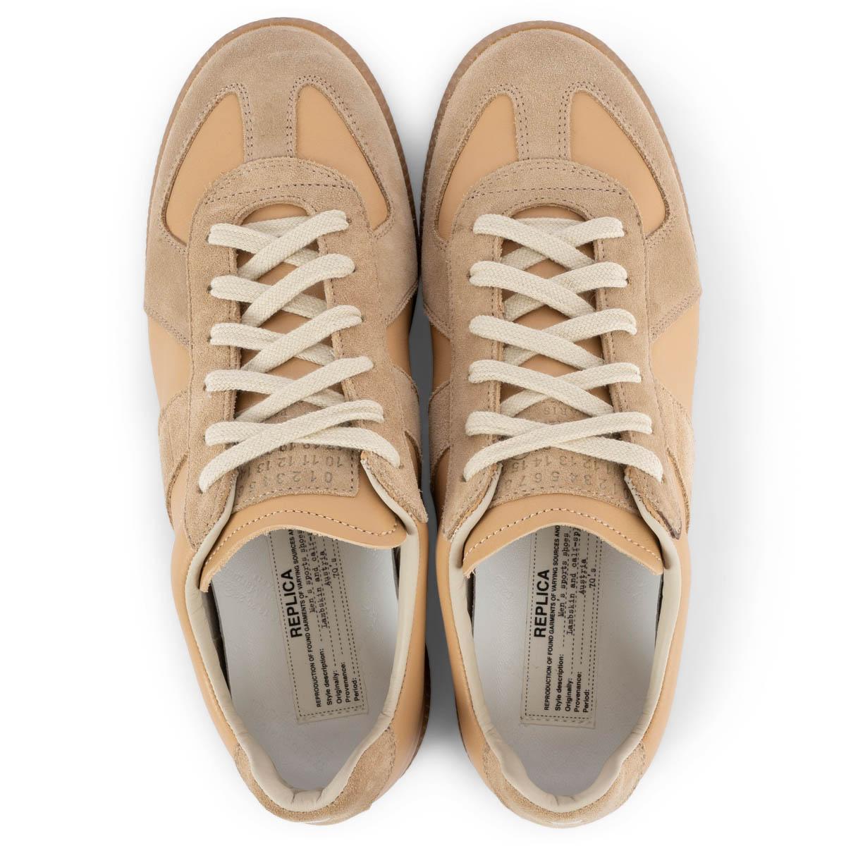 Women's MAISON MARGIELA beige leather & suede REPLICA LOW TOP Sneakers Shoes 38 For Sale