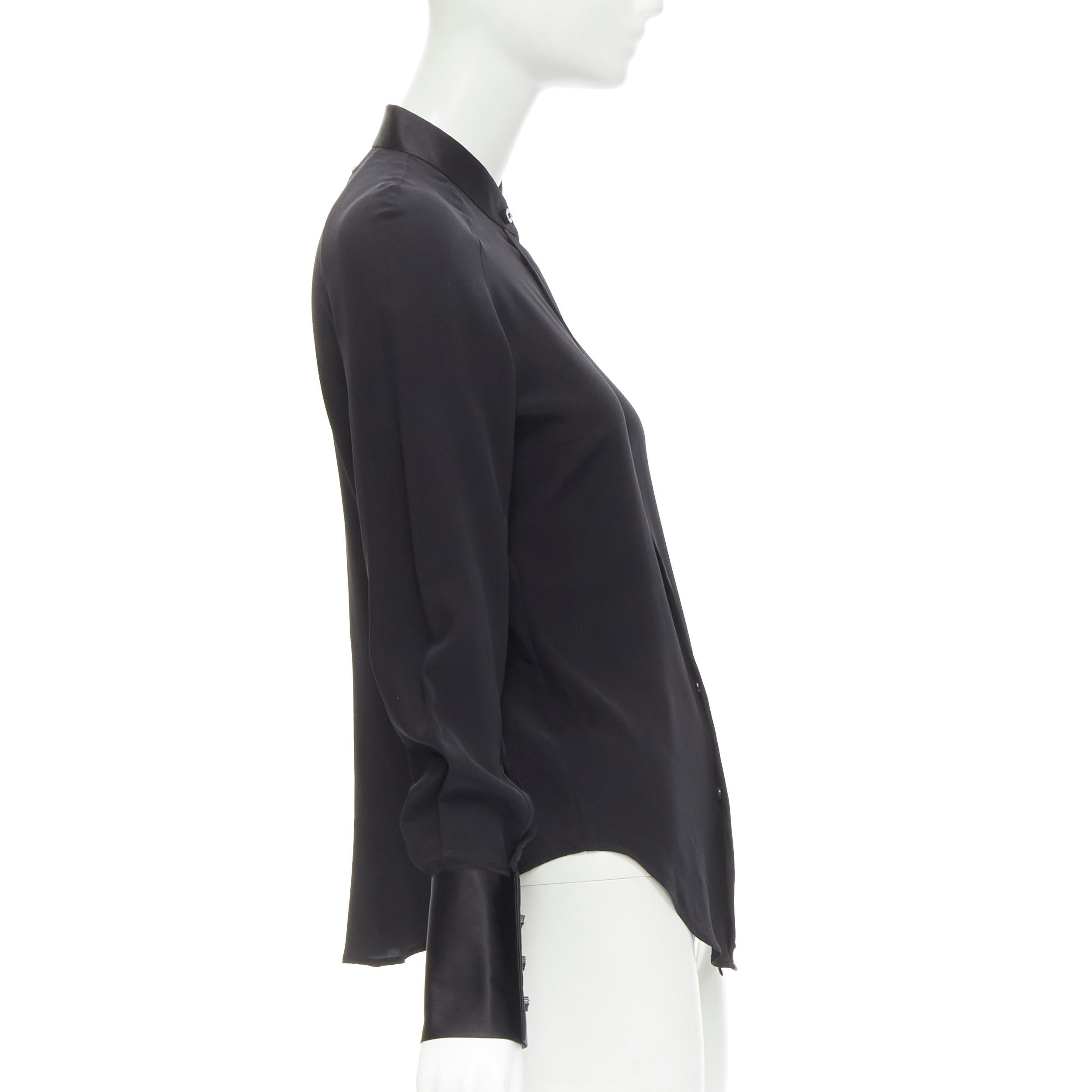 Black MAISON MARGIELA black cotton silk trim reversed button cuff shirt IT38 XS For Sale