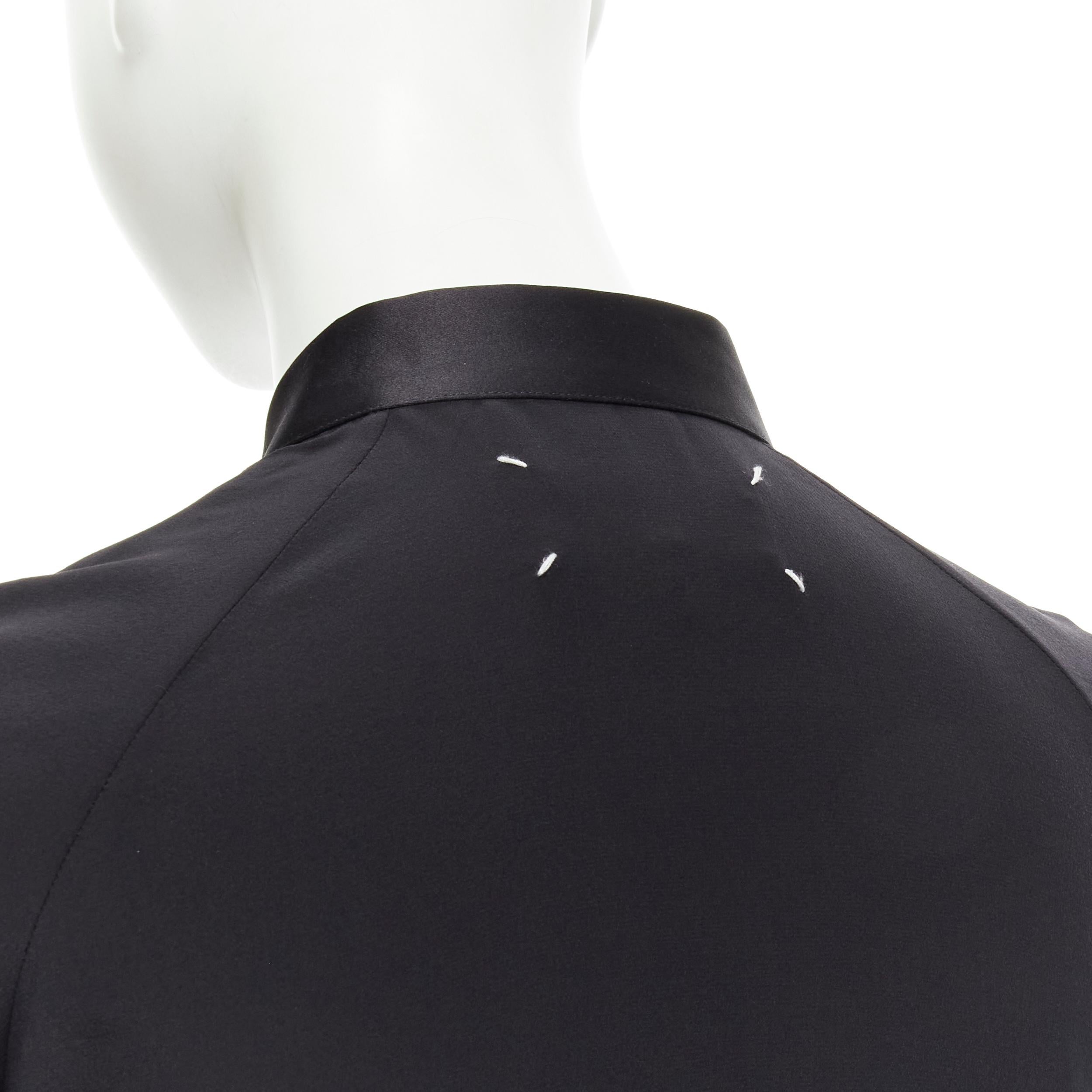 Women's MAISON MARGIELA black cotton silk trim reversed button cuff shirt IT38 XS For Sale