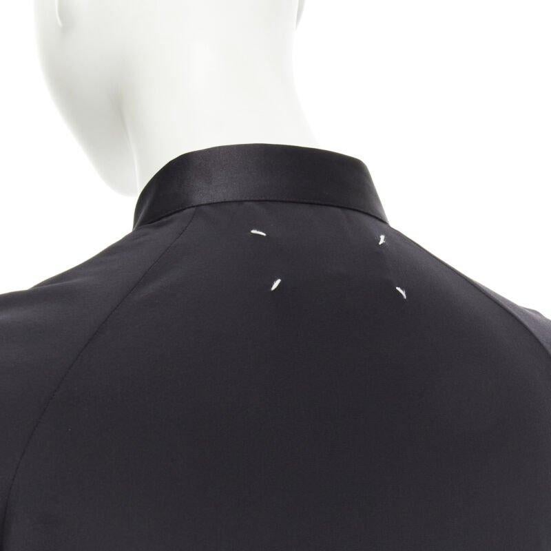 MAISON MARGIELA black cotton silk trim reversed button cuff shirt IT38 XS For Sale 2