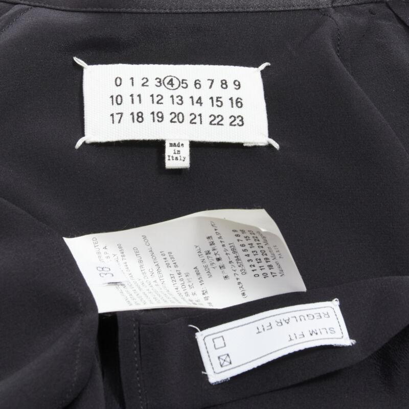 MAISON MARGIELA black cotton silk trim reversed button cuff shirt IT38 XS For Sale 3