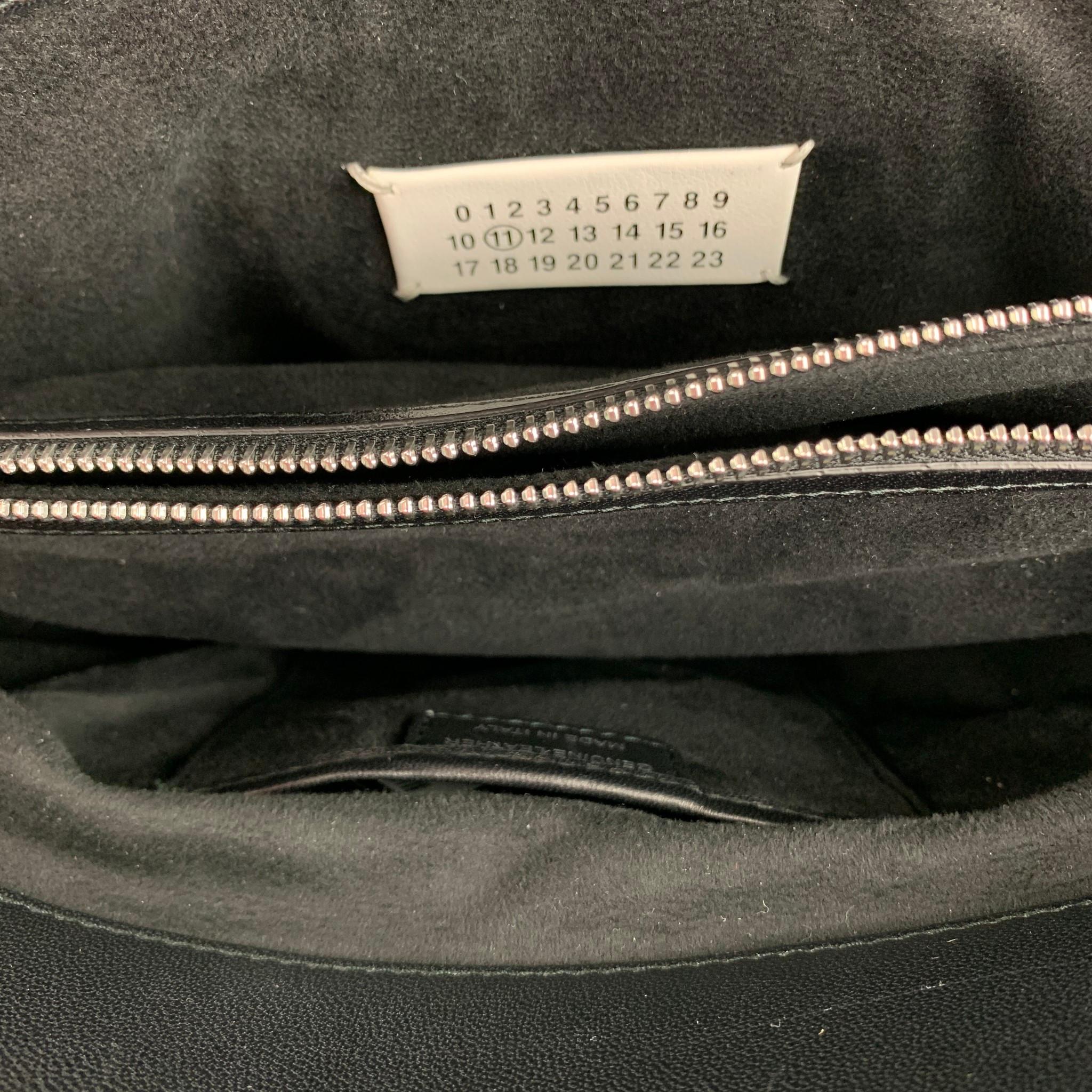 MAISON MARGIELA Black Embossed Leather Briefcase Bag In Excellent Condition In San Francisco, CA