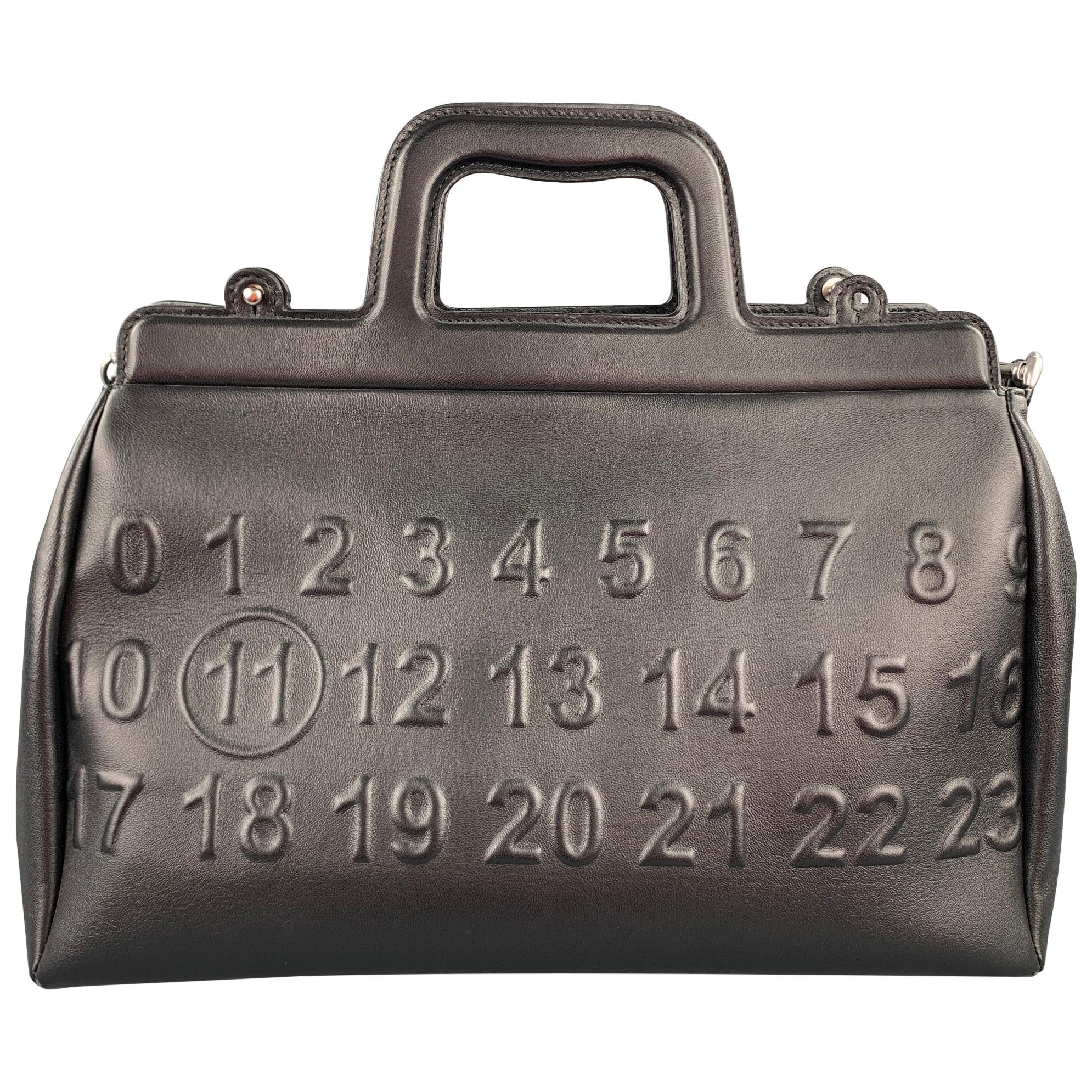 MAISON MARGIELA Black Embossed Leather Briefcase Bag