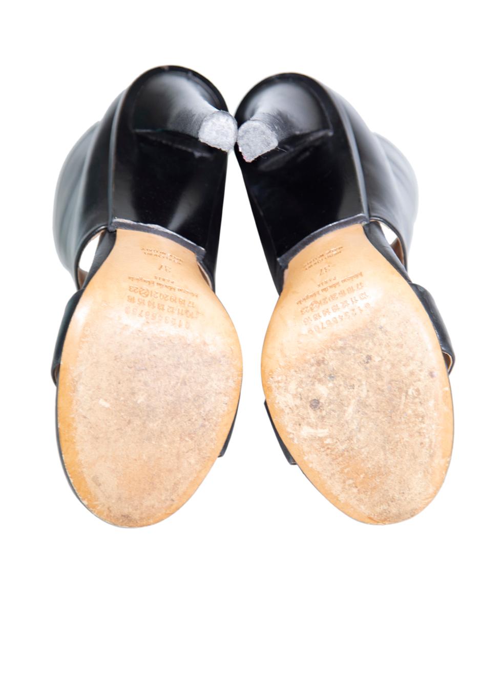 Women's Maison Margiela Black Leather Ankle Heels Size IT 37 For Sale