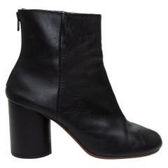 Maison Margiela Black Leather Round-Toe Ankle Boots