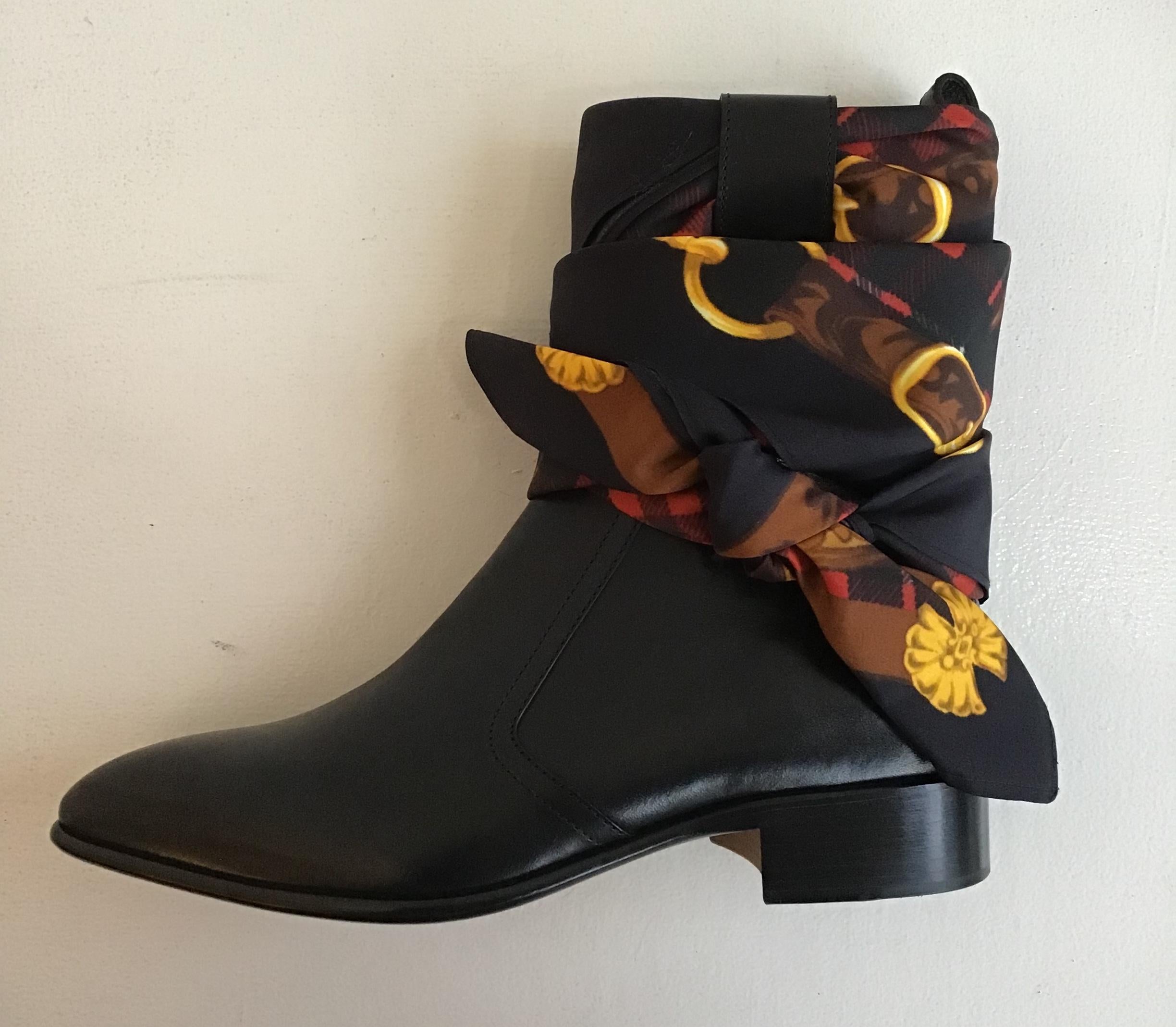 Maison Margiela Black Leather Scarf Ankle Boots For Sale at 1stDibs