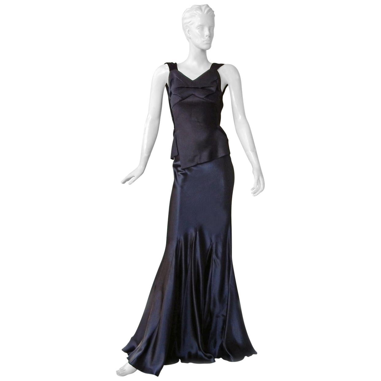 Maison Margiela Black Orchid Bias Gown with Open Back  New! For Sale
