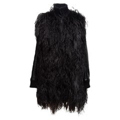 Maison Margiela Black Ostrich Feather & Leather Coat