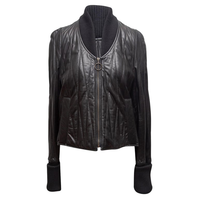 Maison Margiela Black Quilted Leather Jacket For Sale at 1stDibs