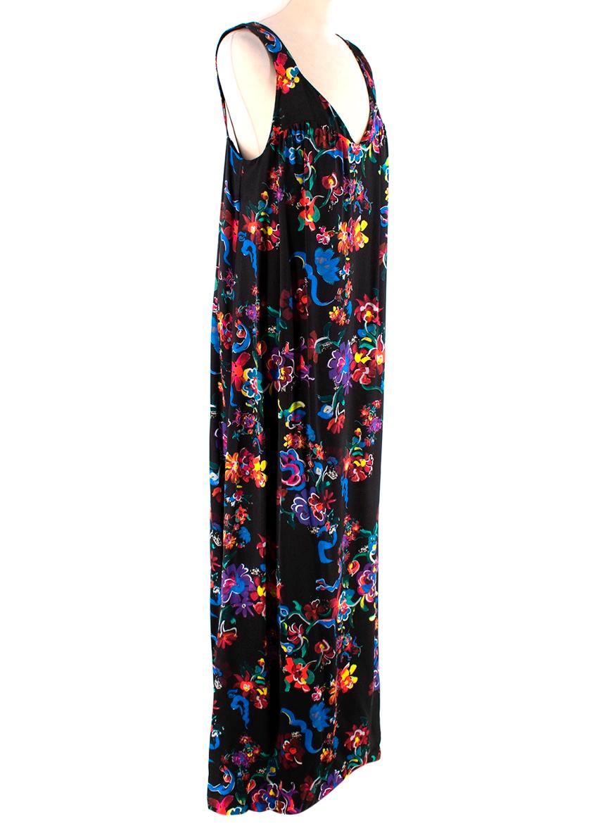 Maison Margiela Black Satin Floral Dress

- Soft satin texture 
- Beautiful floral brushstroke print 
- Ruffled details to the chest
- Maxi length 
- Gorgeous bright color combination 
- Fun elegant design 

Materials:
 There is no care label but we