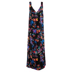 Maison Margiela Black Satin Sleeveless Floral Dress - Size US 10