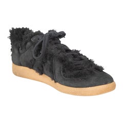 Maison Margiela Black Shearling Trainers Size IT 38.5