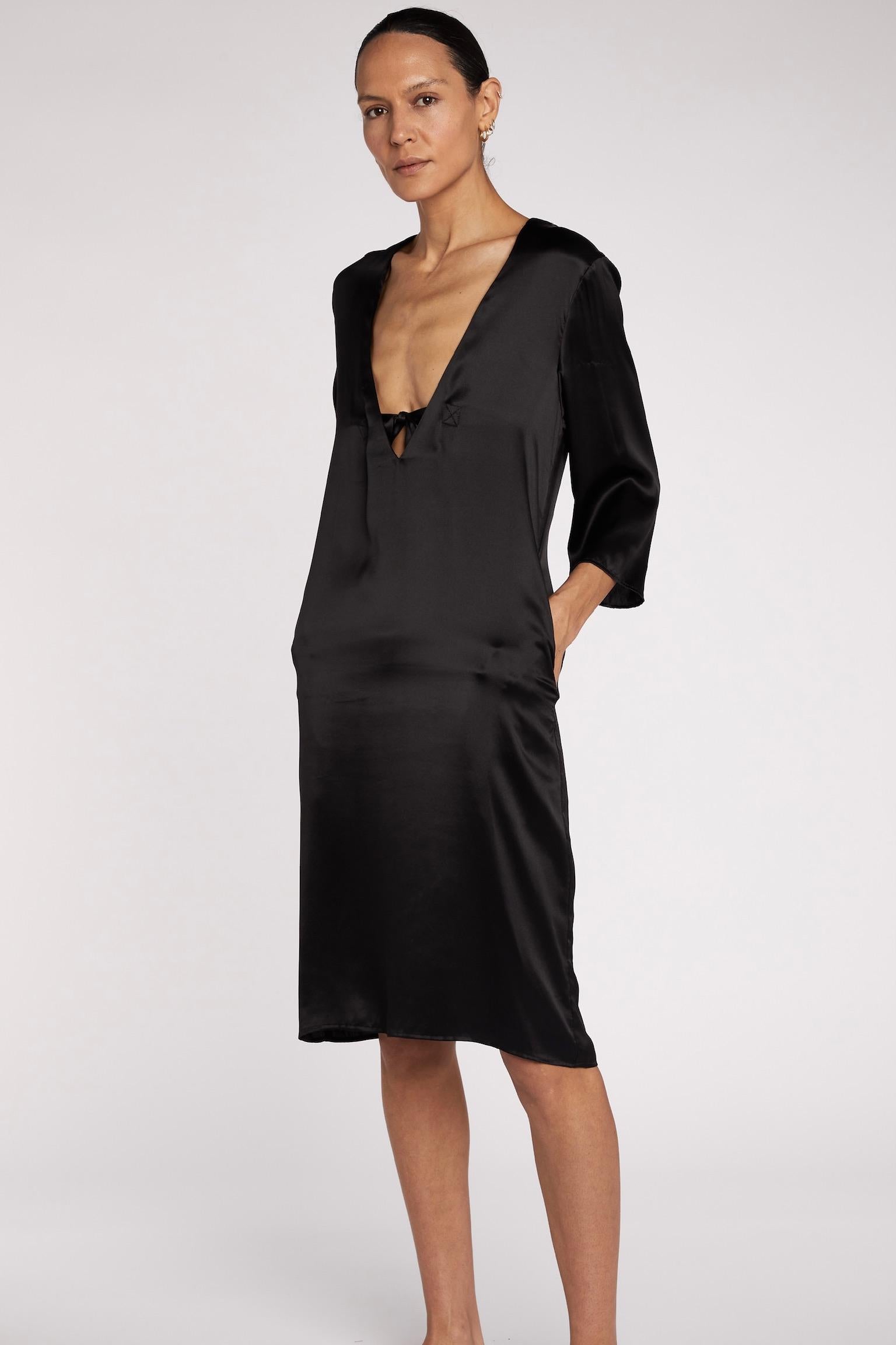 Maison Margiela Black Silk Dress 2010s For Sale 2
