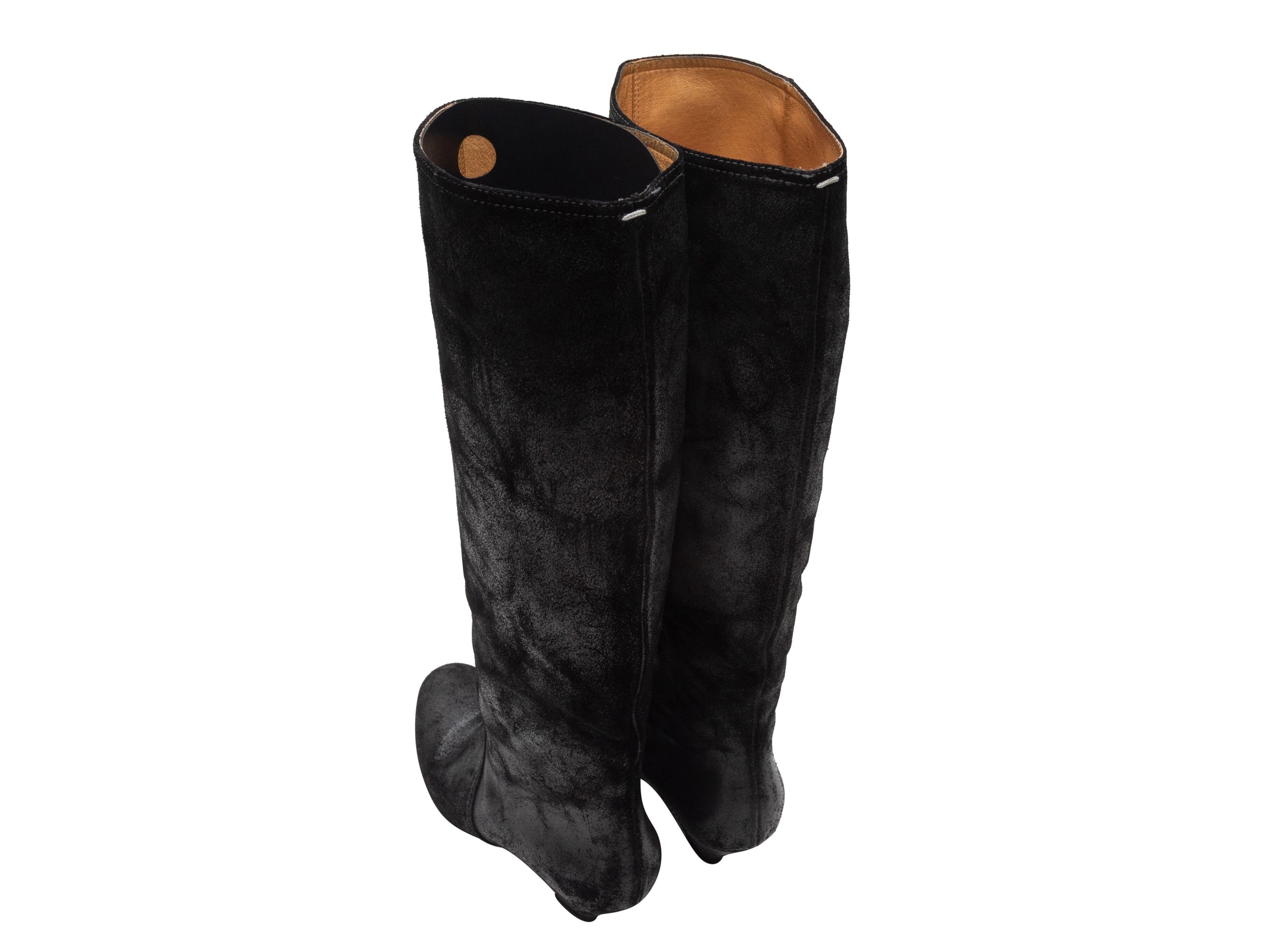Women's Maison Margiela Black Suede Knee-High Boots