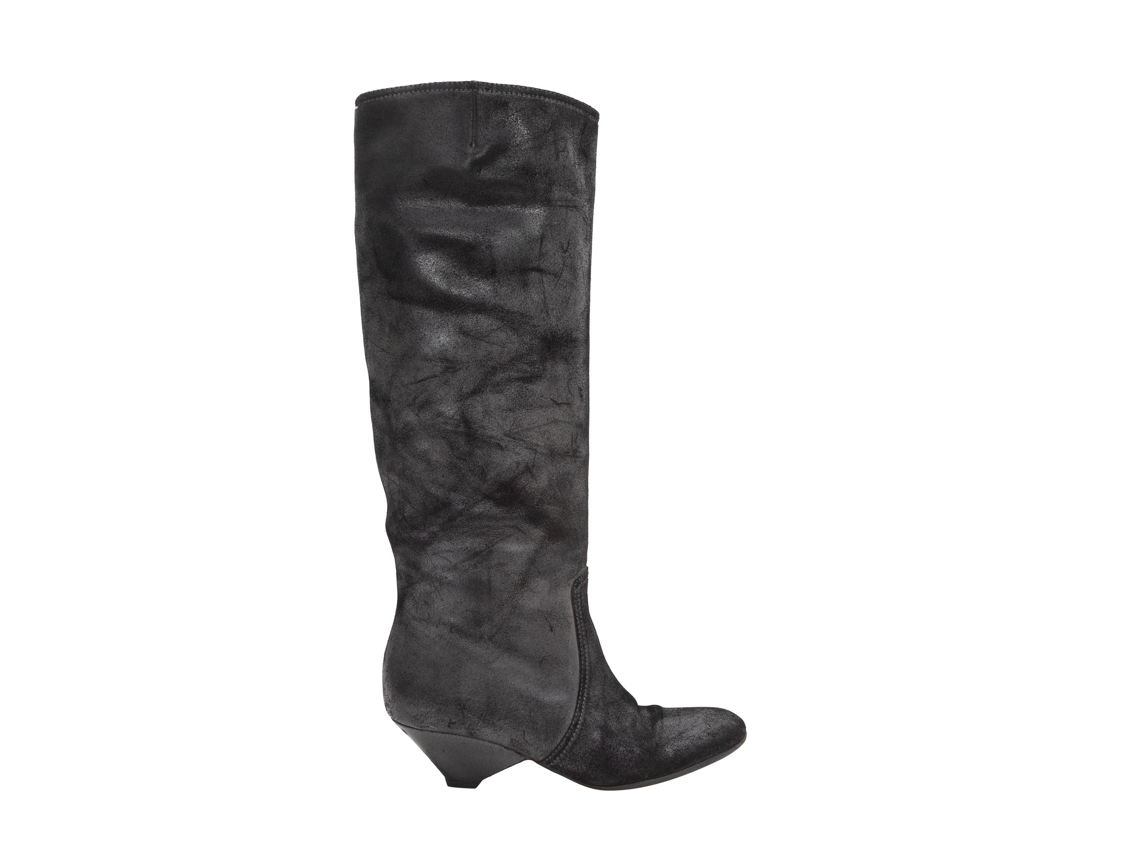 Maison Margiela Black Suede Knee-High Boots 2