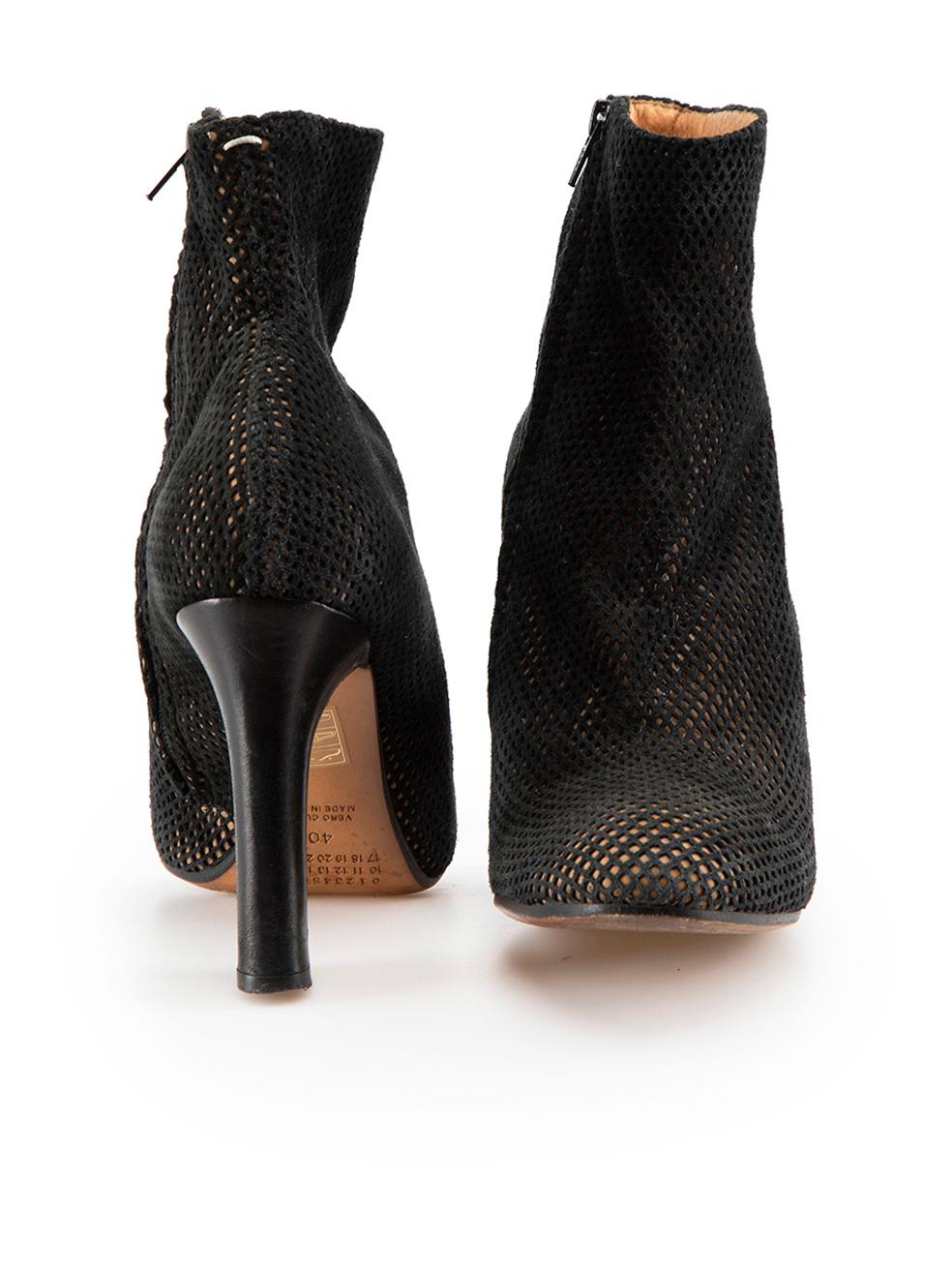 Maison Margiela Schwarz Wildleder Mesh Stiefelette Größe IT 40 im Zustand „Gut“ im Angebot in London, GB