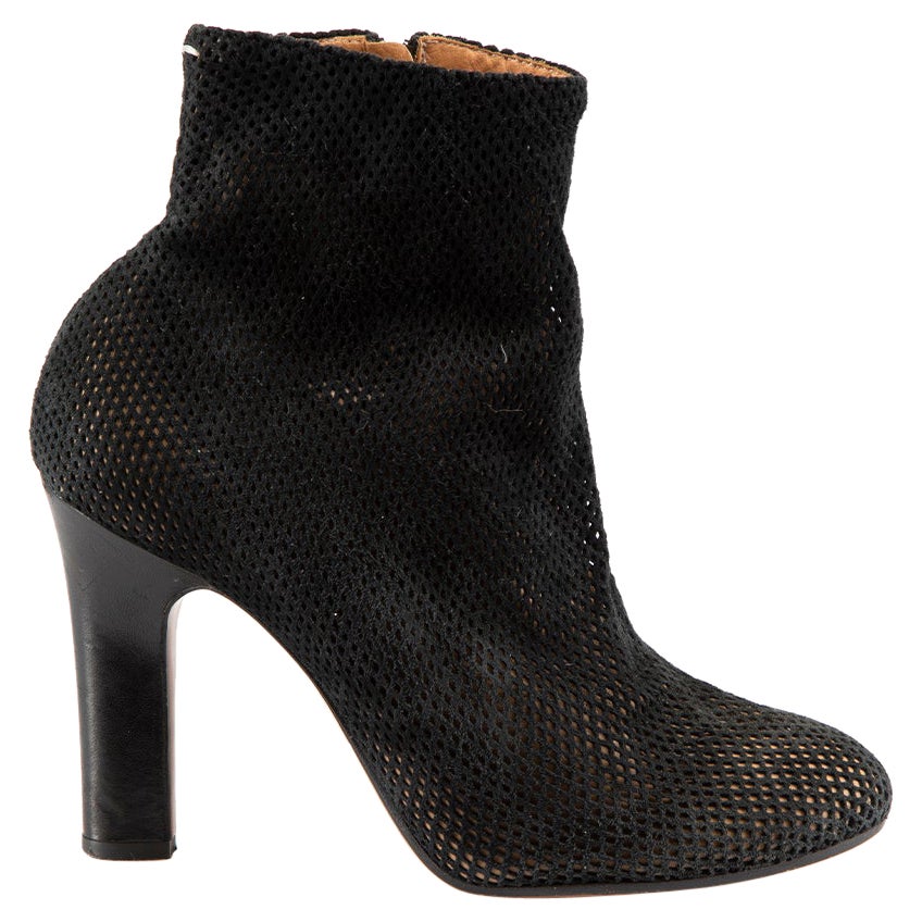 Maison Margiela Black Suede Mesh Ankle Boots Size IT 40