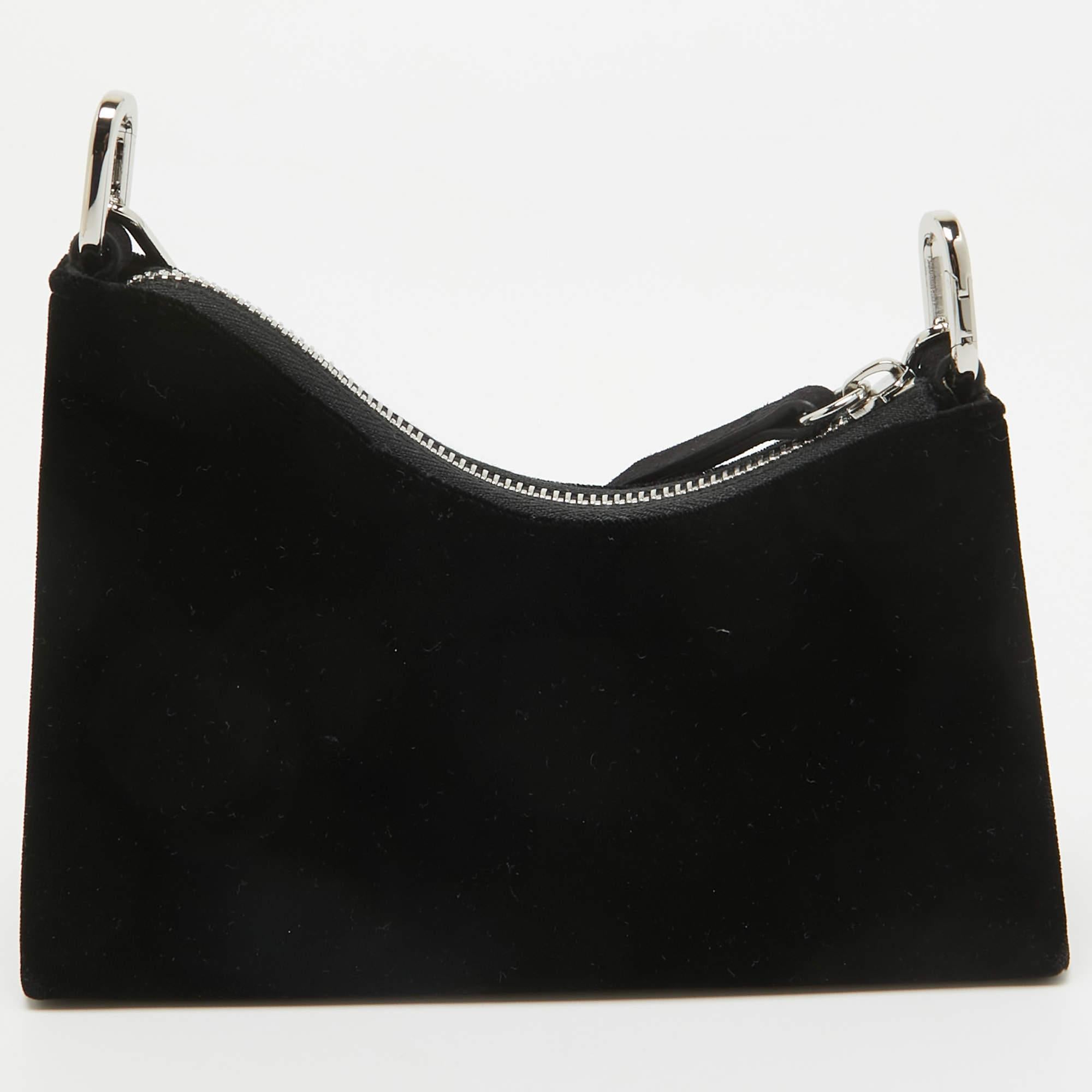 Women's Maison Margiela Black Velvet Micro Embellished Snatched Hobo For Sale