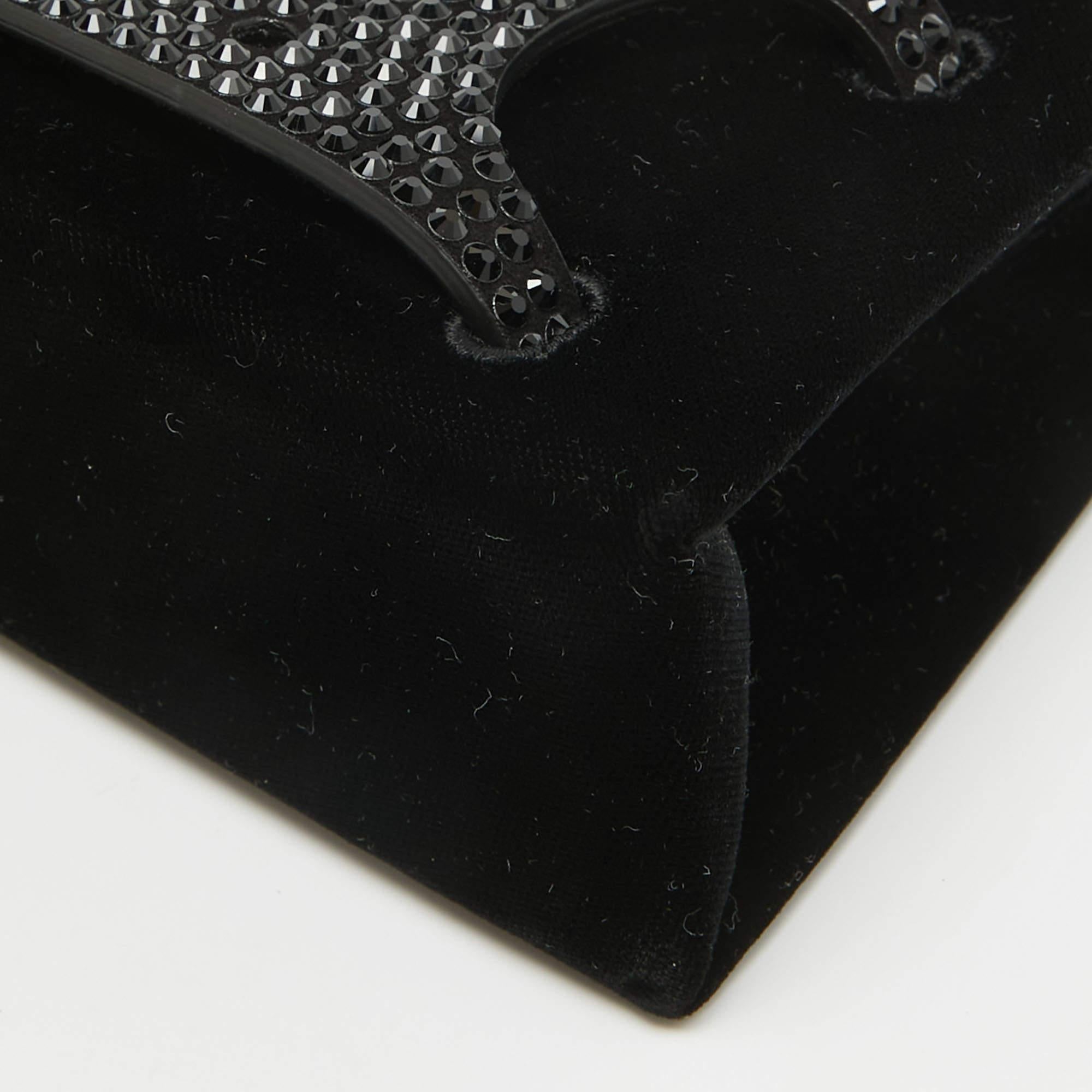 Maison Margiela Black Velvet Micro Embellished Snatched Hobo For Sale 5