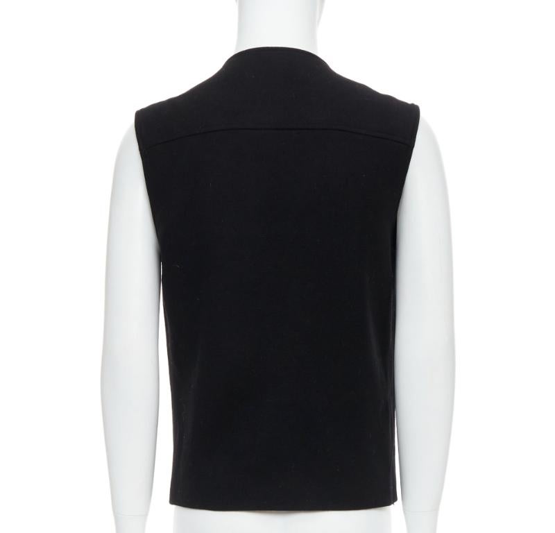Men's MAISON MARGIELA black wool blend oval grommet pocket vest IT46 S For Sale