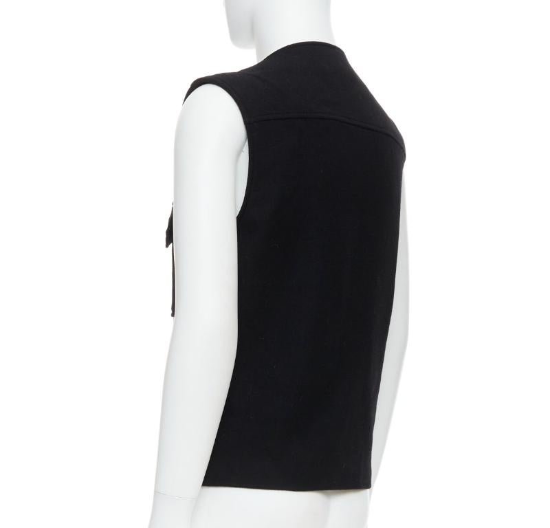 MAISON MARGIELA black wool blend oval grommet pocket vest IT46 S For Sale 1