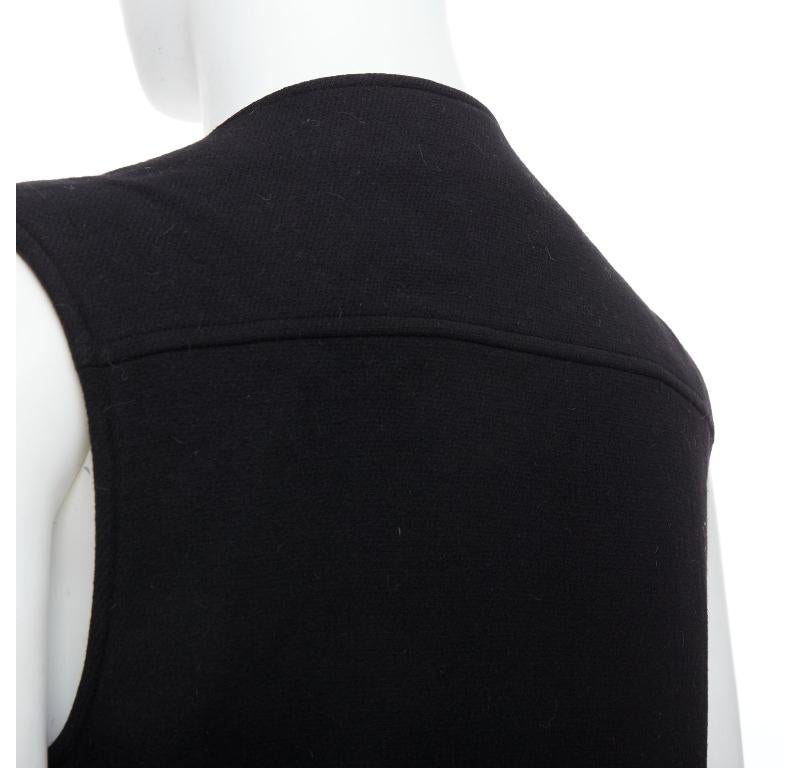 MAISON MARGIELA black wool blend oval grommet pocket vest IT46 S For Sale 2
