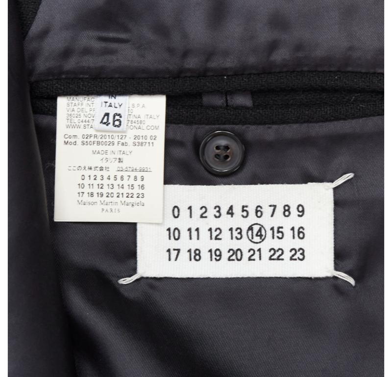 MAISON MARGIELA black wool blend oval grommet pocket vest IT46 S For Sale 3