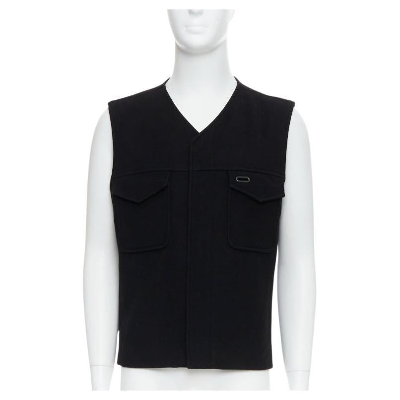 Maison Maison MARGIELA gilet con tasche ovali in misto lana nera IT46 S
