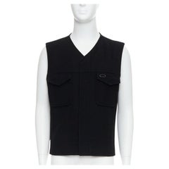 MAISON MARGIELA Schwarze ovale Weste mit Ösen aus Wollmischung IT46 S