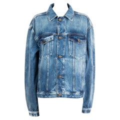 MAISON MARGIELA blue cotton DISTRESSED DENIM Jacket 44 XL