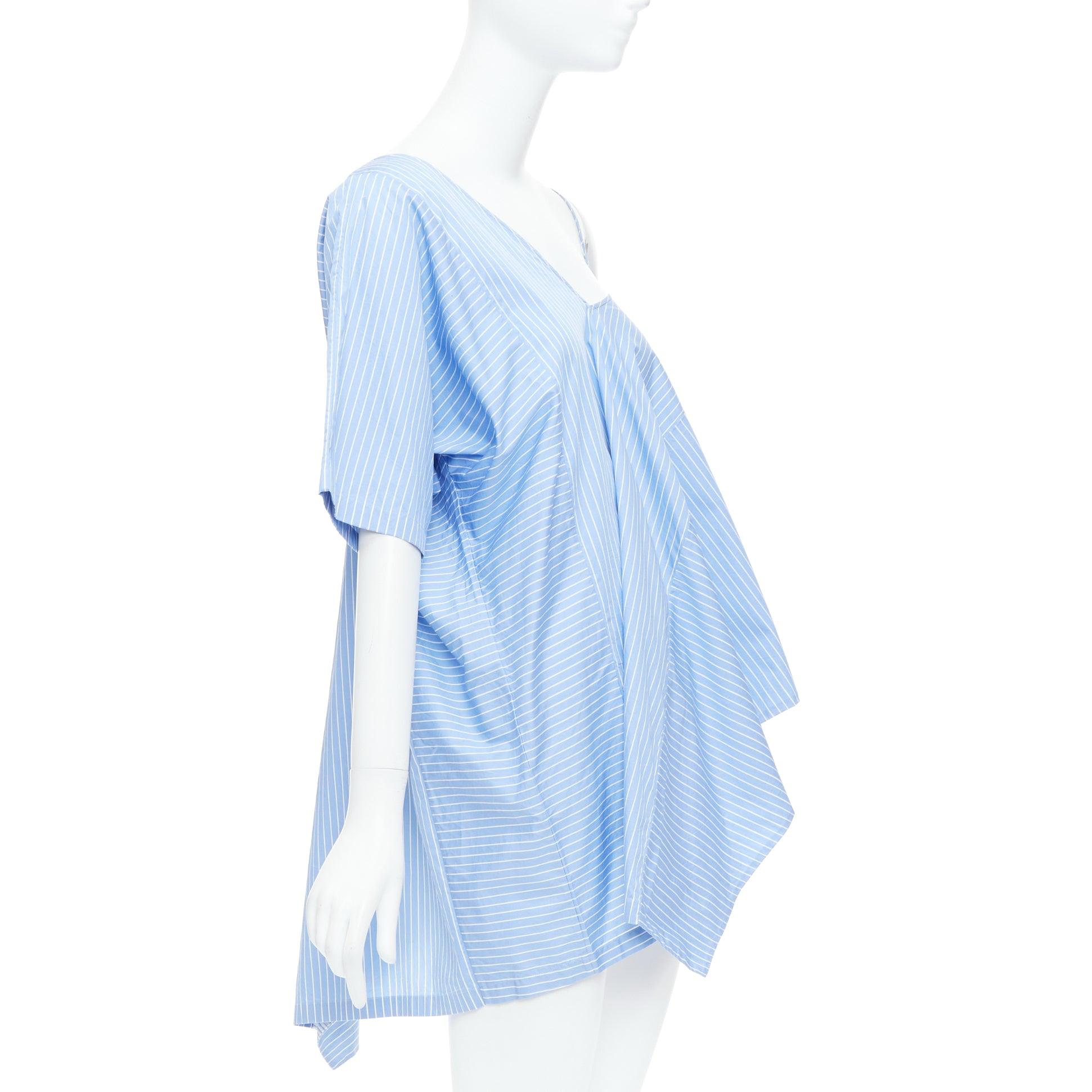 Blue MAISON MARGIELA blue cotton striped deconstructed half cami top IT38 XS For Sale