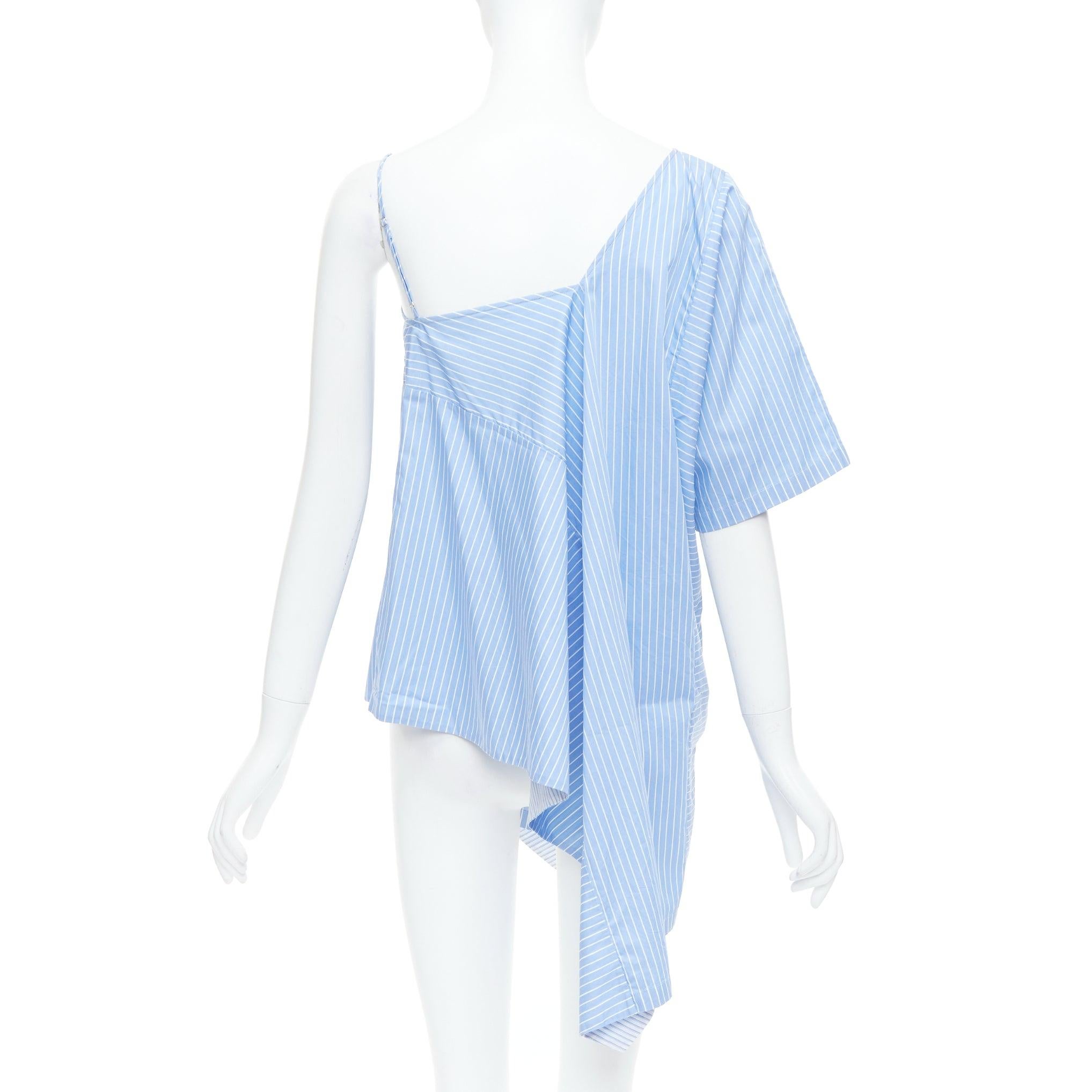 Women's MAISON MARGIELA blue cotton striped deconstructed half cami top IT38 XS For Sale