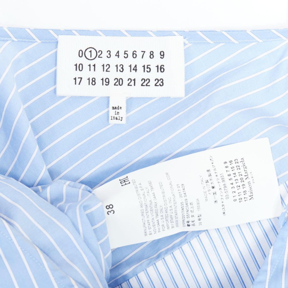 MAISON MARGIELA blue cotton striped deconstructed half cami top IT38 XS For Sale 3