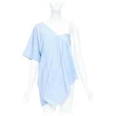 MAISON MARGIELA blue cotton striped deconstructed half cami top IT38 XS