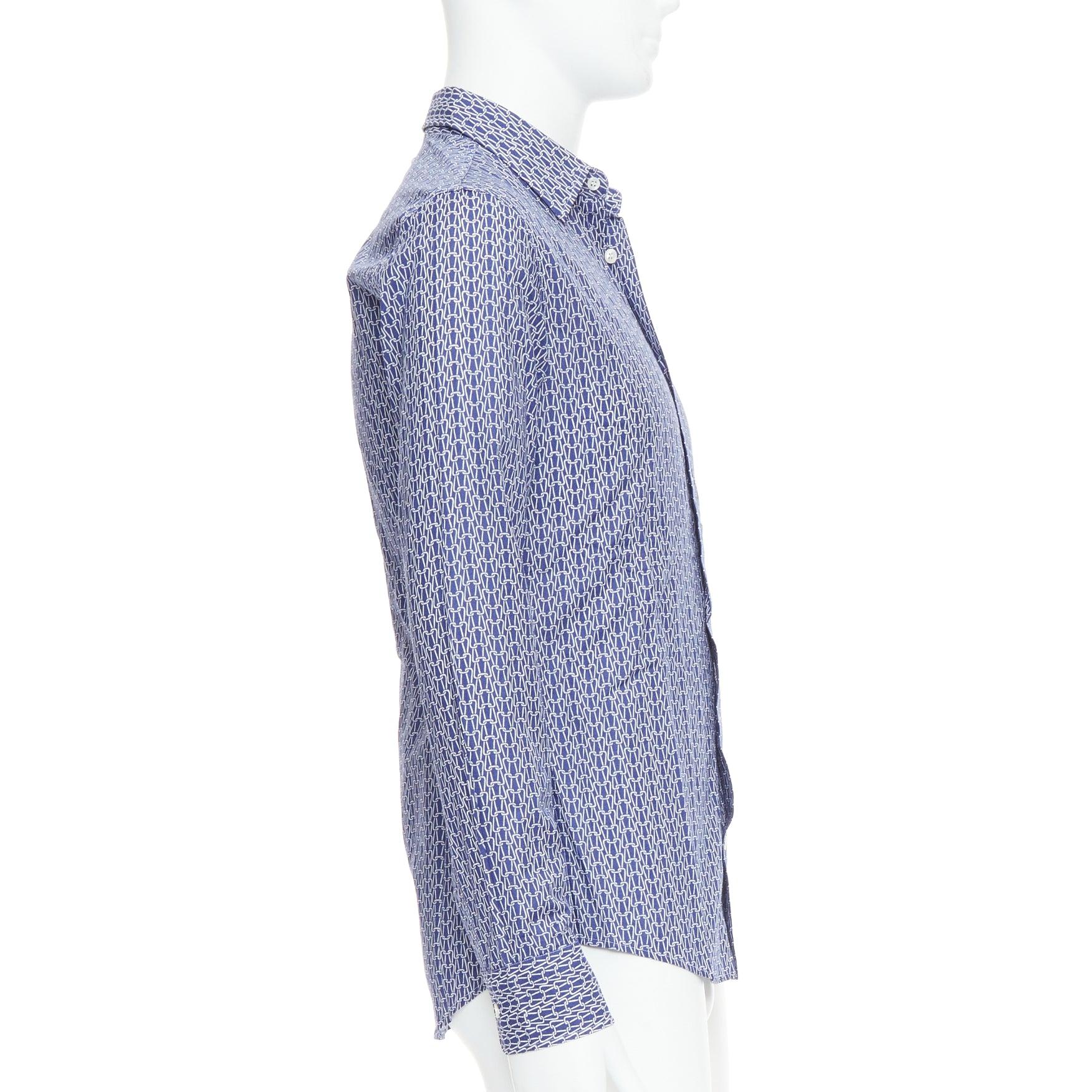 MAISON MARGIELA chemise imprimée en coton bleu blanc tricoté Sz 1 S Bon état - En vente à Hong Kong, NT