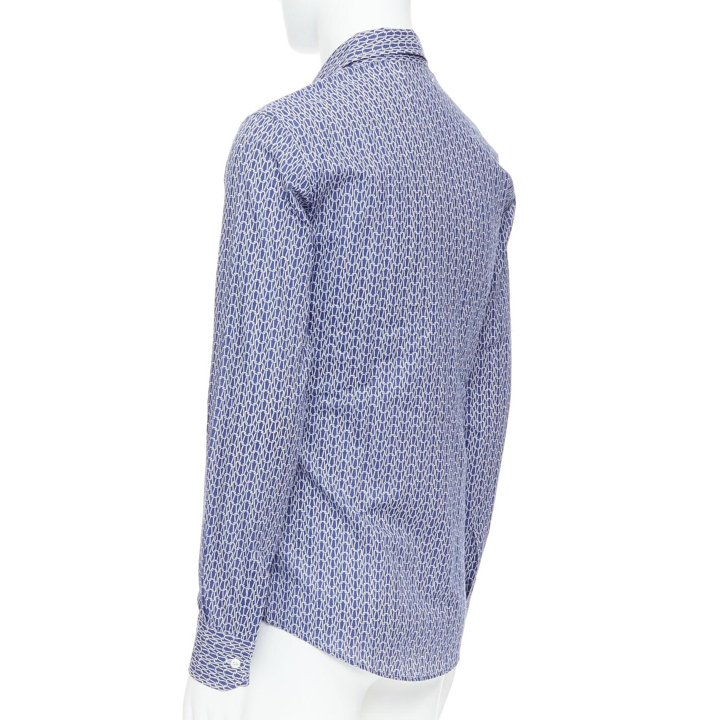 MAISON MARGIELA chemise imprimée en coton bleu blanc tricoté Sz 1 S en vente 1