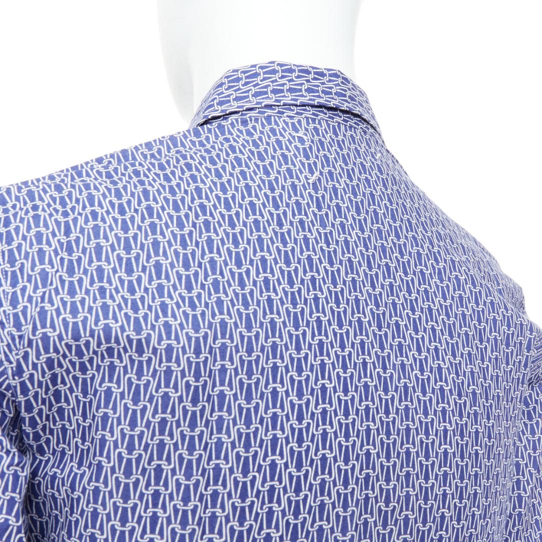 MAISON MARGIELA chemise imprimée en coton bleu blanc tricoté Sz 1 S en vente 2