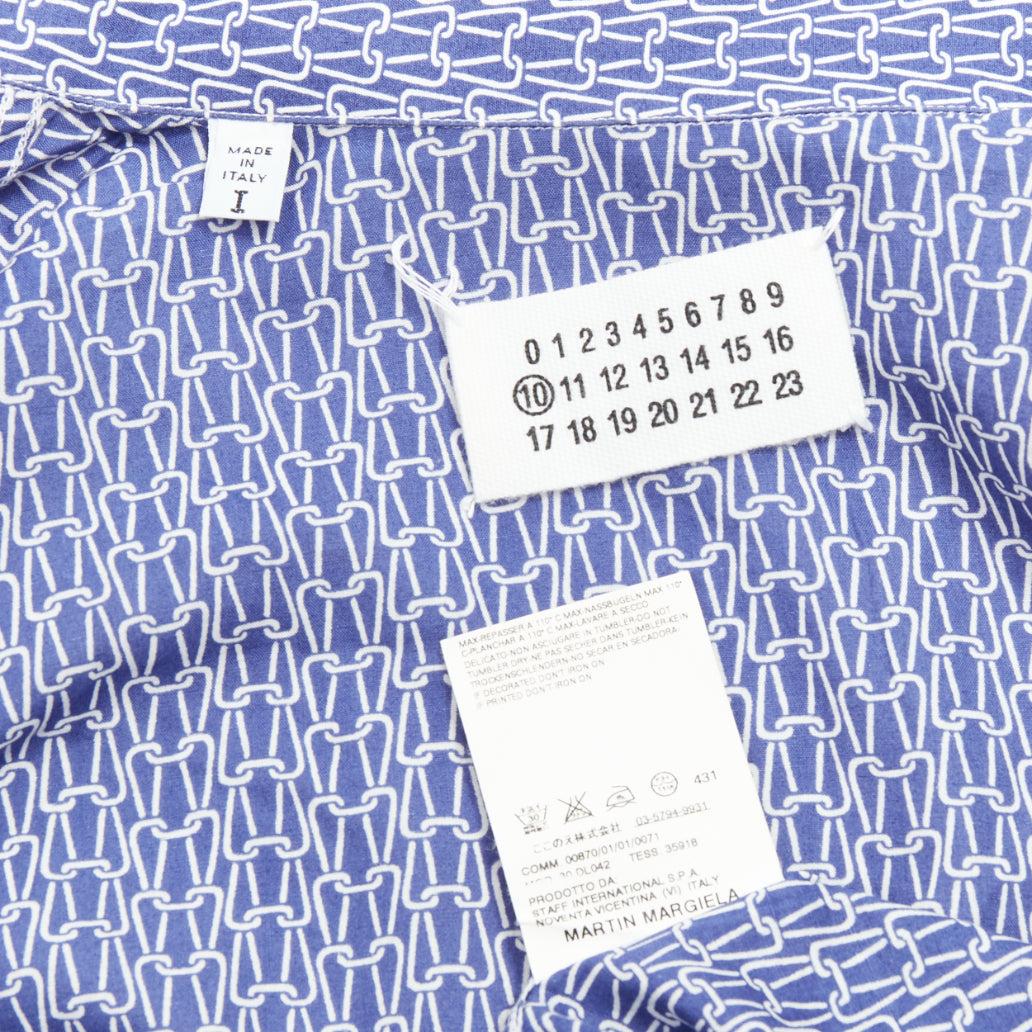 MAISON MARGIELA chemise imprimée en coton bleu blanc tricoté Sz 1 S en vente 3