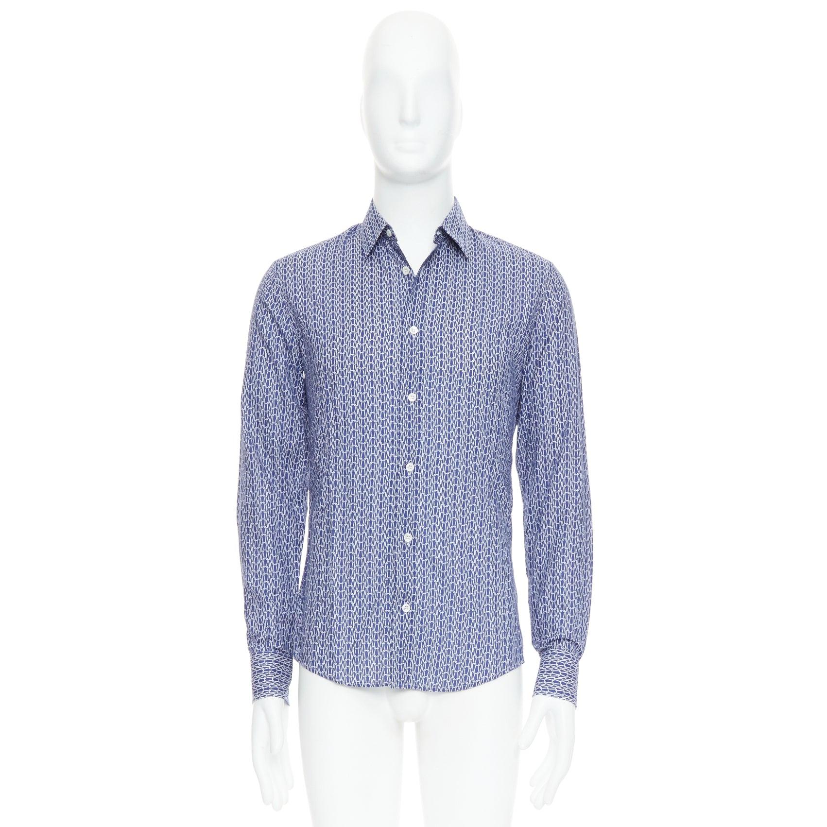MAISON MARGIELA chemise imprimée en coton bleu blanc tricoté Sz 1 S en vente 4