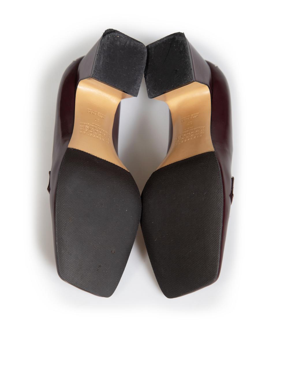 Women's Maison Margiela Brown Leather Cut-Out Court Pumps Size IT 37