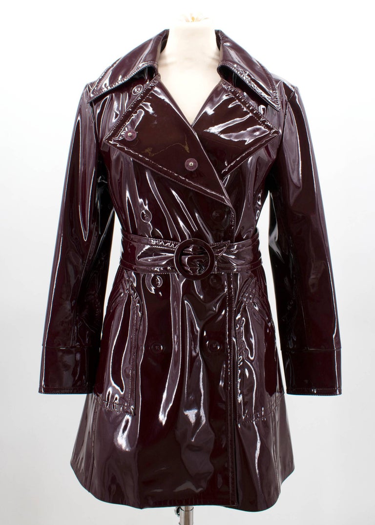 Maison Margiela Burgundy Patent Trench Coat For Sale at 1stDibs