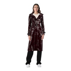 Maison Margiela Burgundy Vinyl Trench Coat Size S