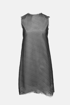Maison Margiela C. 1990's Sheer Black Diagonal Pleated Raw Edge Slip Dress IT 40
